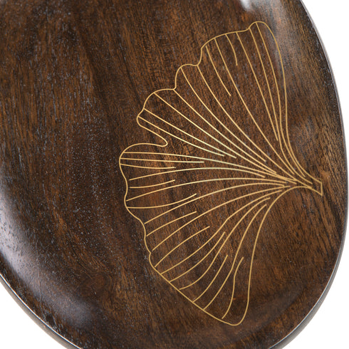 Small Wood and Brass Serving Platter